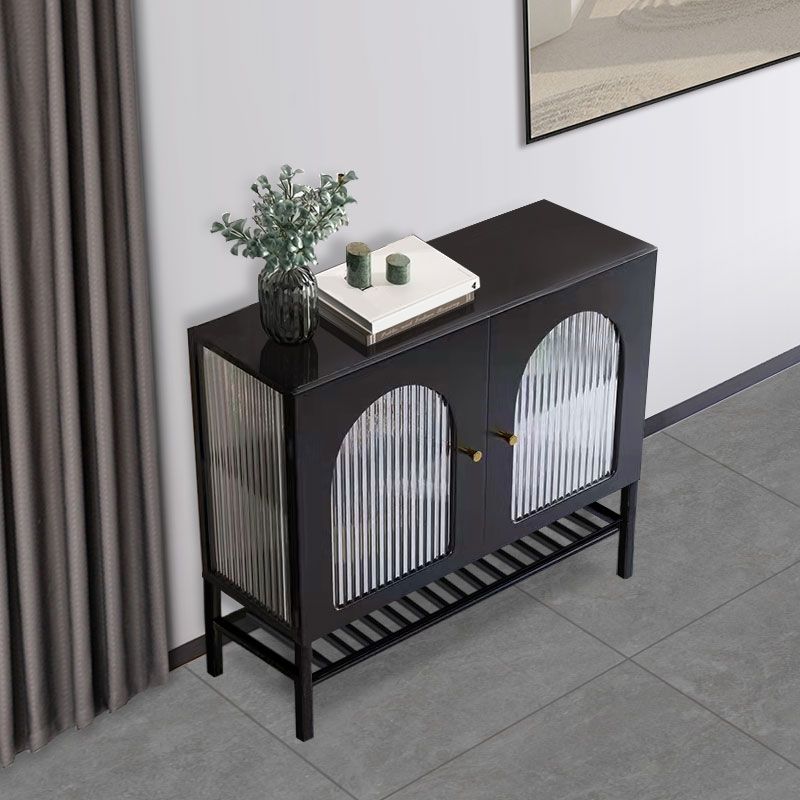 Glass Doors Iron Frame Server Modern Style Buffet Server for Living Room