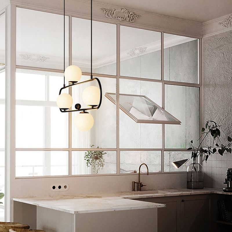 Industrial Kitchen Island Lighting Black/Golden Glass Shaded Ceiling Light
