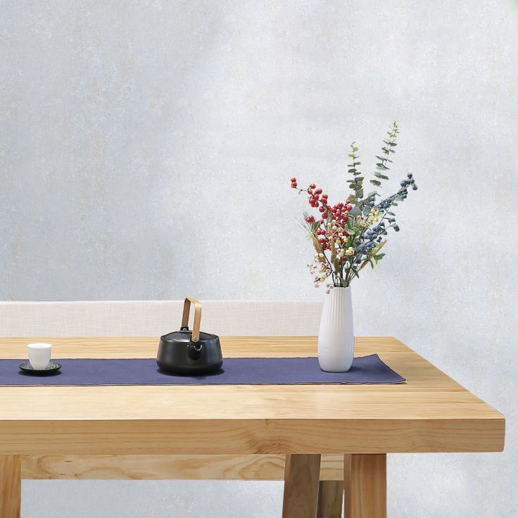 Rectangle Pine Solid Wood Table Modern Dining Table in Nature with Double Pedestal