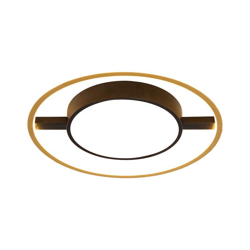 Ring and Drum Ceiling Lighting Nordic Metallic LED Black Flush Mount Lamp in Warm/White Light, 16"/19.5"/23.5" W