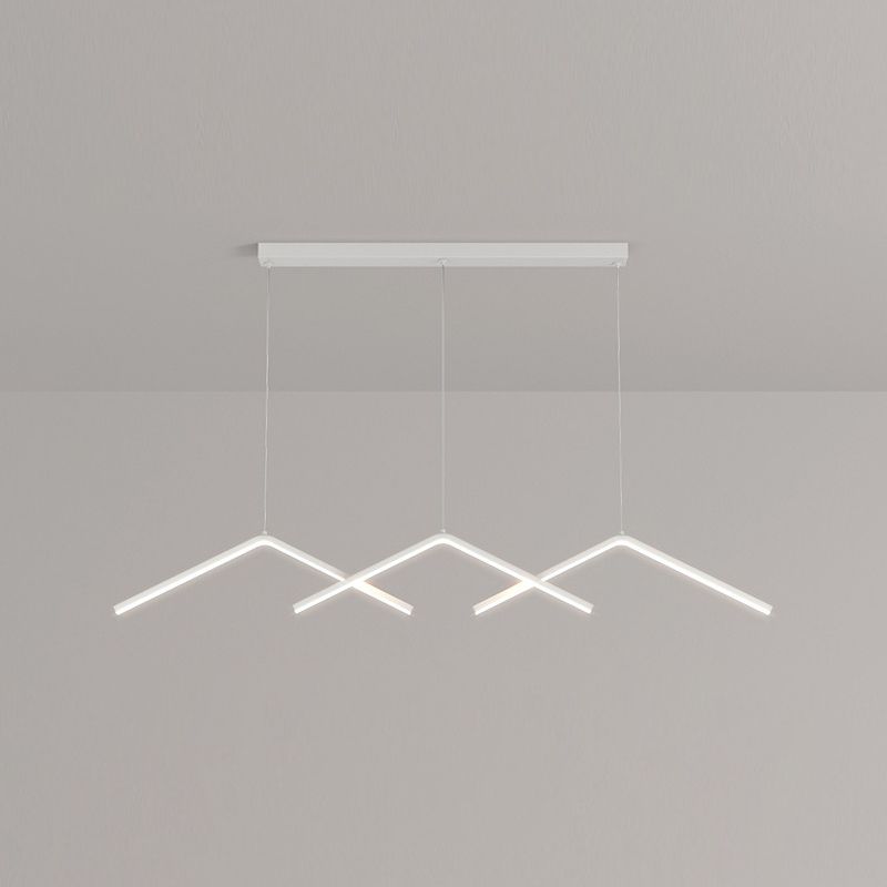 Zeitgenössischer Stil linearer Form Island Leuchten Metall 3 Licht hängende Anhängerleuchten