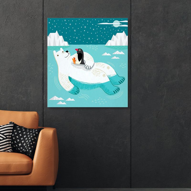 Toile enveloppée d'animaux marins, décoration murale texturée pour enfants, couleur douce, pour chambre d'enfant