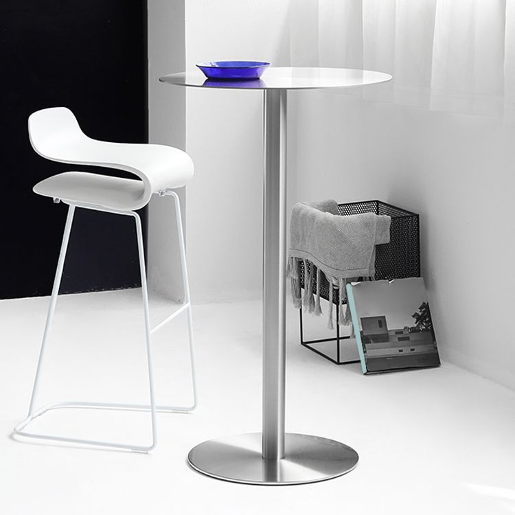 Industrial Silver Counter Height Table Metal Pedestal Bar Table