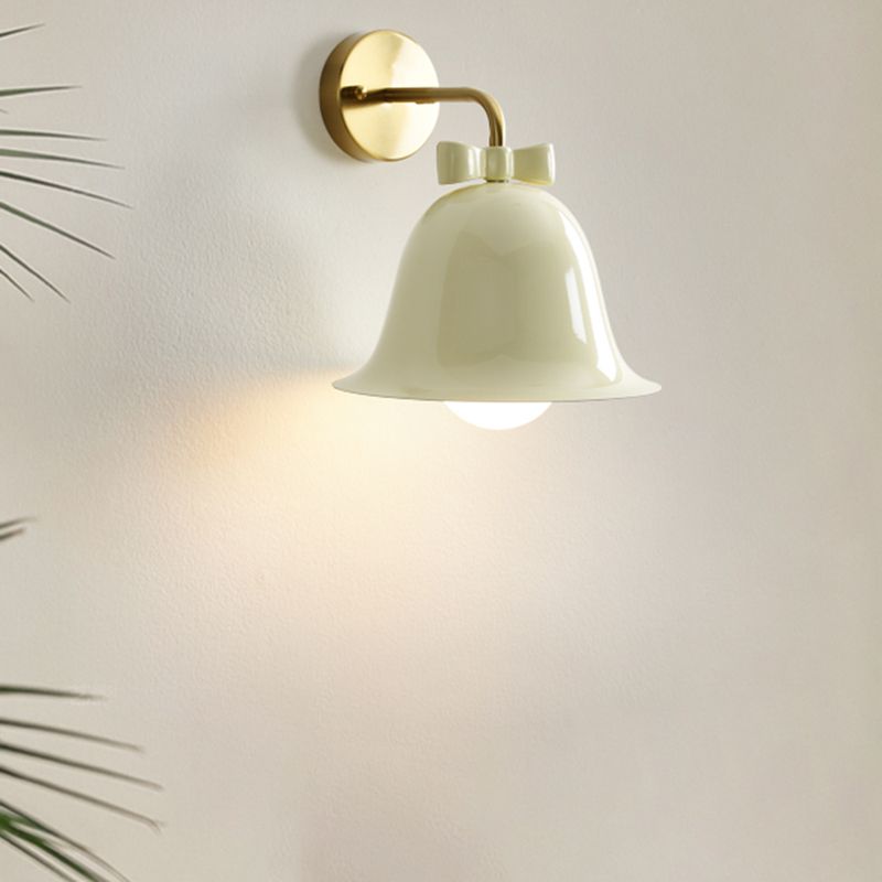 Modern Metal Wall Sconce Bell Shape Wall Light with Glass Shade for Bedroom