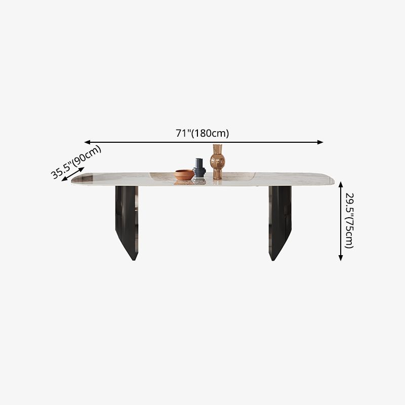 Metal Traditional Luxury Rectangle Table Sintered Stone Top Indoor Table for Home