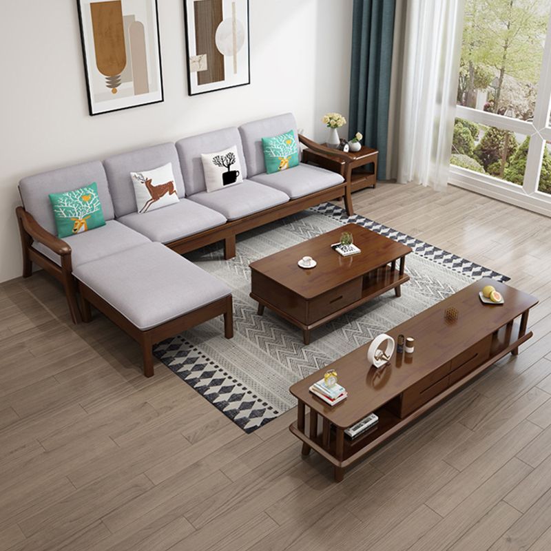 Scandinavian Solid Wood Coffee Table with 4 Legs and 2 Drawers
