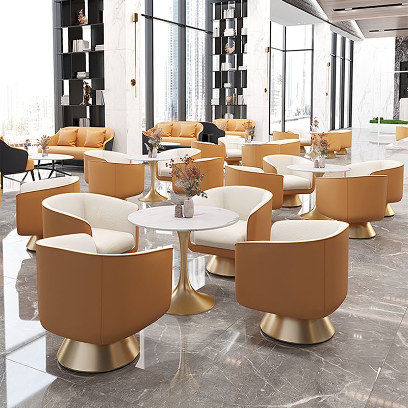 25.59" Wide Barrel Chair Faux Leather Arms Included Chair for Living Room