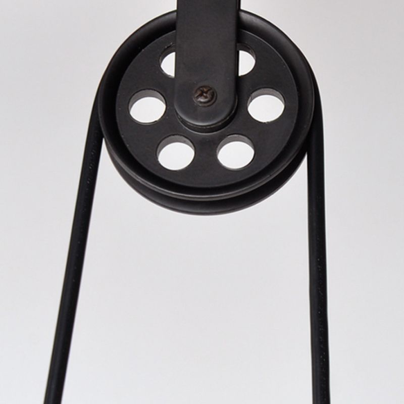 3 Lights Metal Pulley Island Pendant Lighting Industrial Black Cone Shade Island Lamps