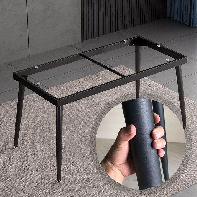 Modern sintered Stone White Dining Set con mesa rectangular y patas negras Juego de comedor