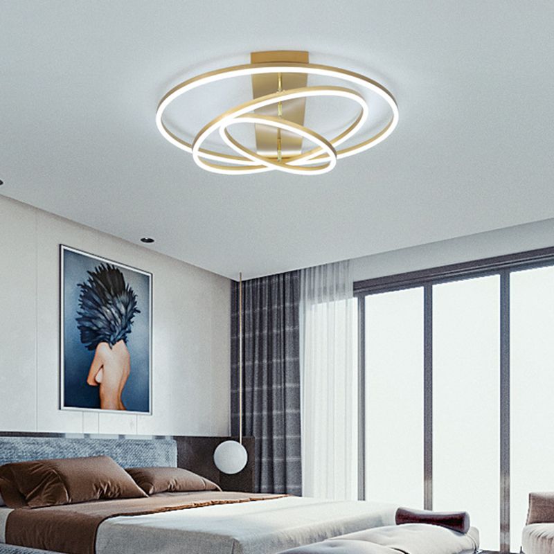 Plafonnier LED moderne à 3/5 niveaux en métal pour chambre à coucher, semi-encastré rotatif, noir/or