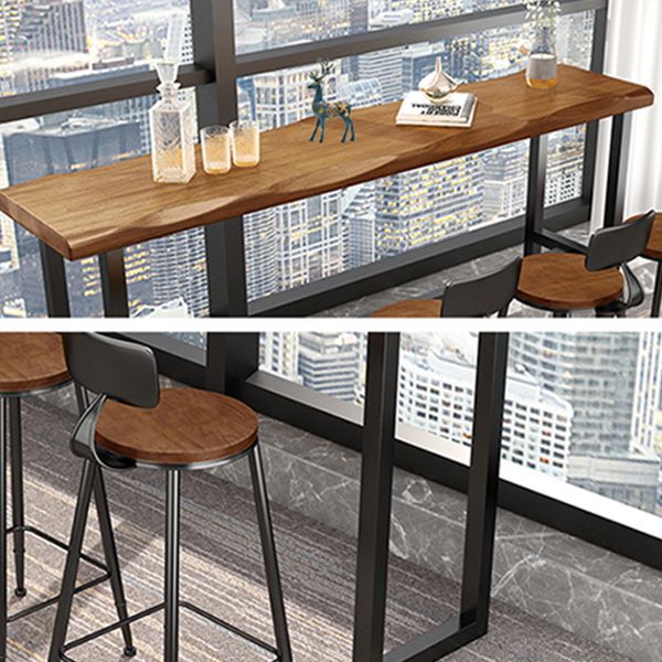 Industrial 1/5 Pieces Bar Table Set Pine Wood Counter Table with High Stools for Balcony