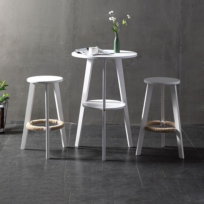 Simple Style Round Bar Table Wood Top Pub Table for Coffee Shop