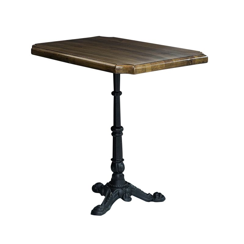 Industrial Kitchen Dining Table Solid Wood Table with Black Metal Pedestal Base