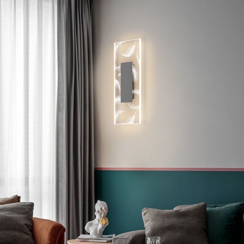 1 - Light LED Wall Light Modern Rectangle Iron and Acrylic Wall Mount Lighting