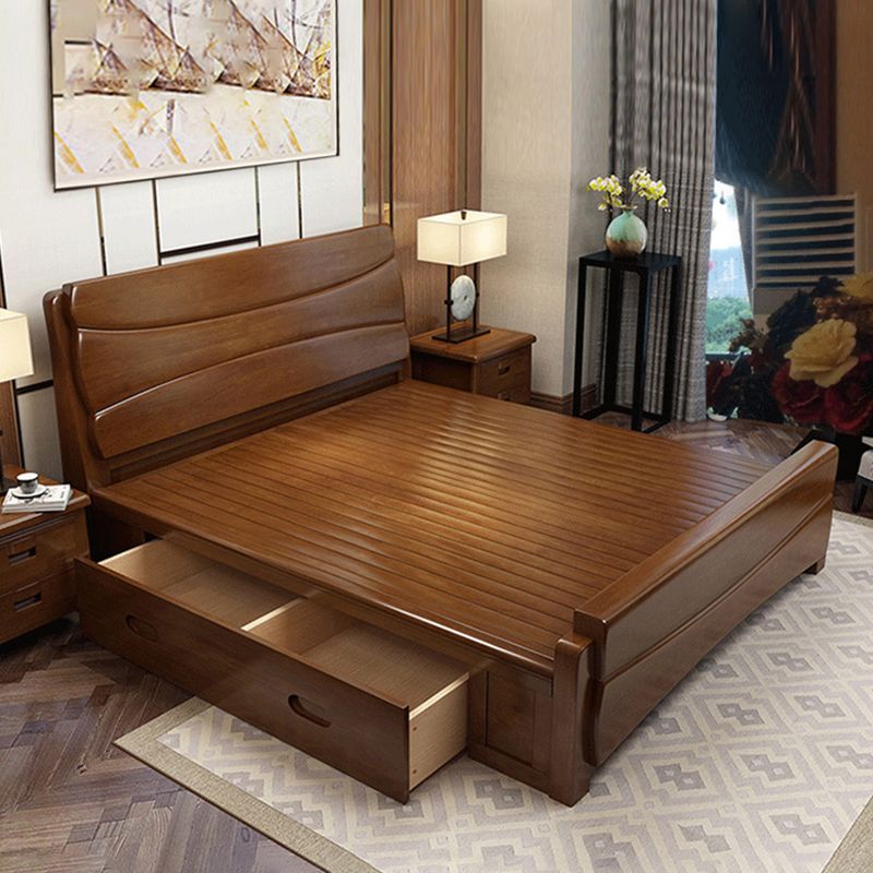 Traditional Solid Wood Standard Bed Headboard Bed with Footboard