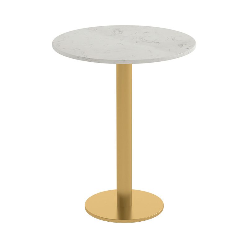 3 PCS Metal Nordic Comedor juego con mesa redonda y comedor de base de metal con sillas de zapatillas