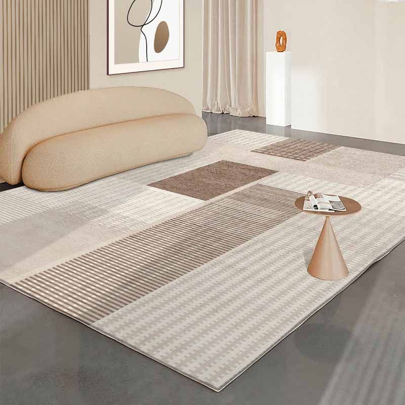 Simplicity Khaki Tone Carpet Modern Rug Polyester Stain Resistant Area Rug for Living Room