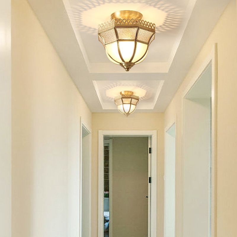 Messing halb Flush Mount Deckenleuchte traditionelle glas schattierte Halbflush Mount Light