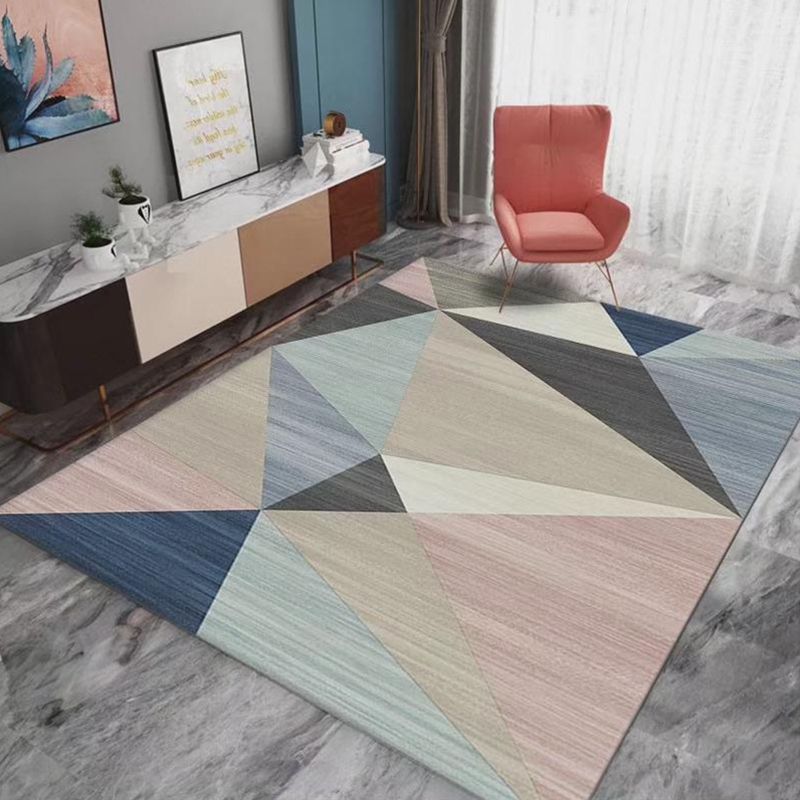Minimalist Geometric Printed Carpet Non-Slip Backing Area Rug Polyster Rug for Living Room