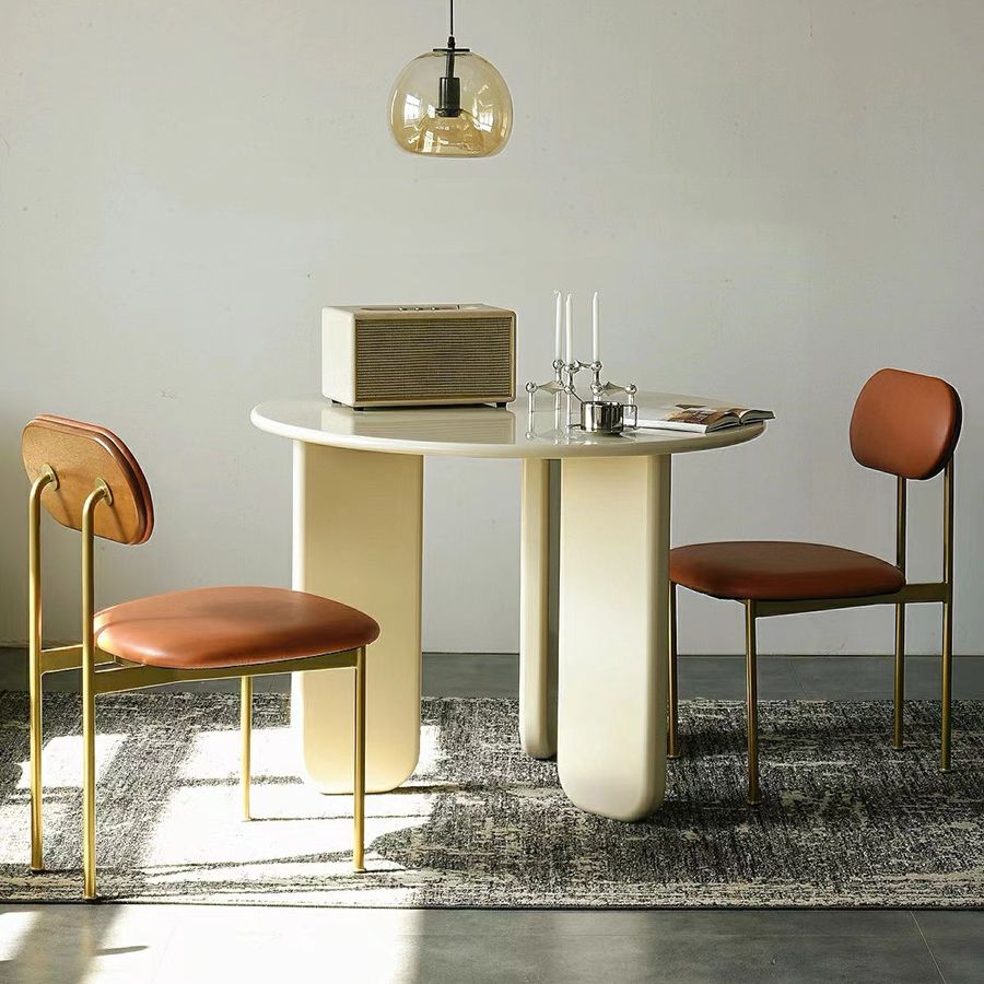 Nordic Round Wood Dining Table White Wooden Legs for Dining Room