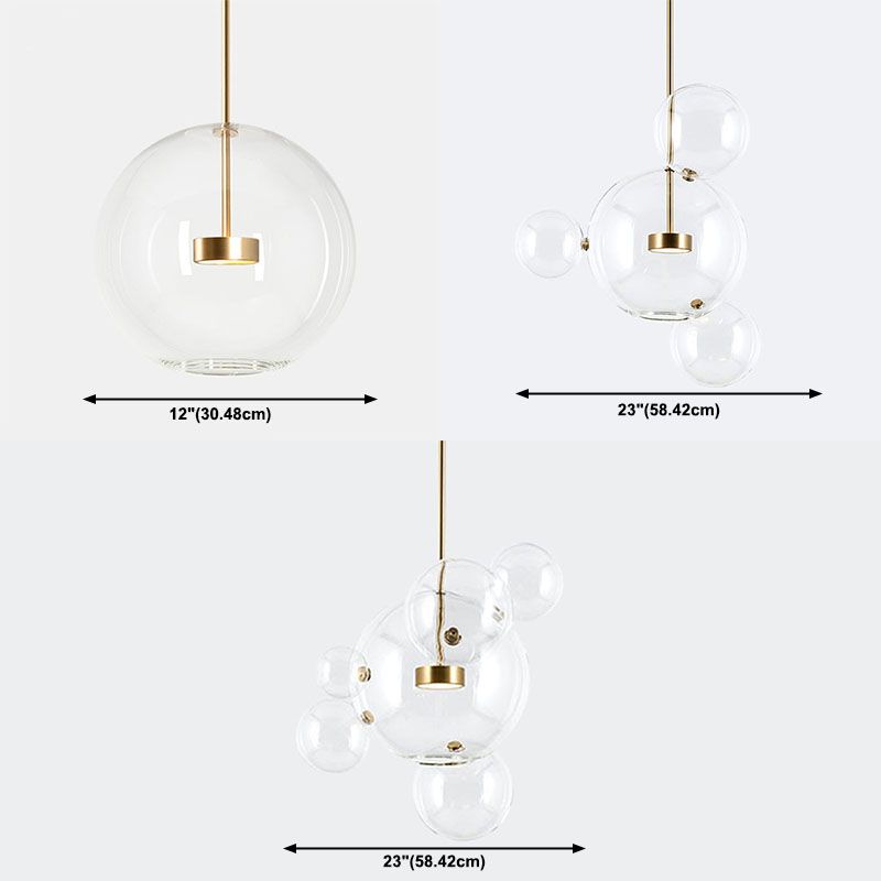 1 pendentif en forme de globe léger avec un luminaire d'éclairage de suspension moderne en verre transparent