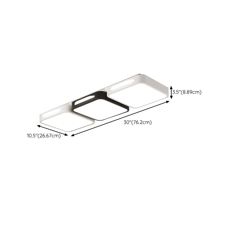LED Modern Metal Flush Mount Square Shape Ceiling Lamp with Acrylic Shade for Living Room
