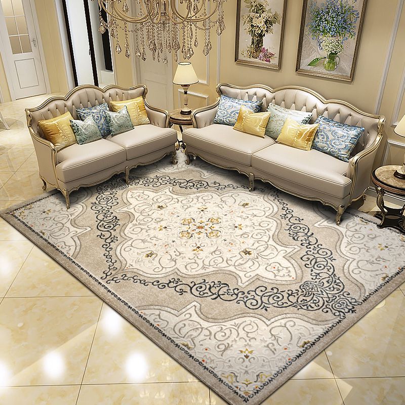 Traditional Area Carpet Bohemian Polyester Carpet Medallion Pattern Stain Resistant Rug for Bedroom