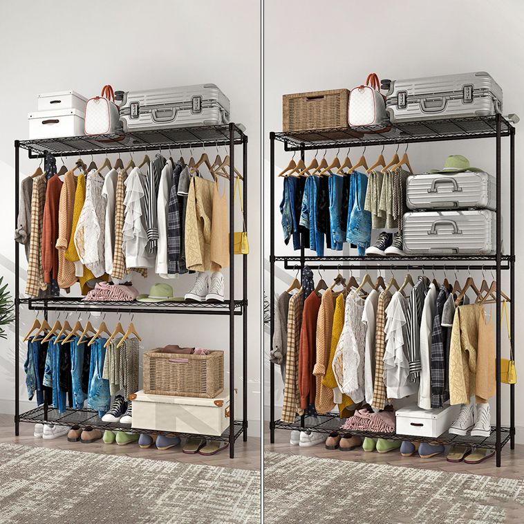 Black Contemporary Style Armoire Metal Steel Armoire for Bedroom