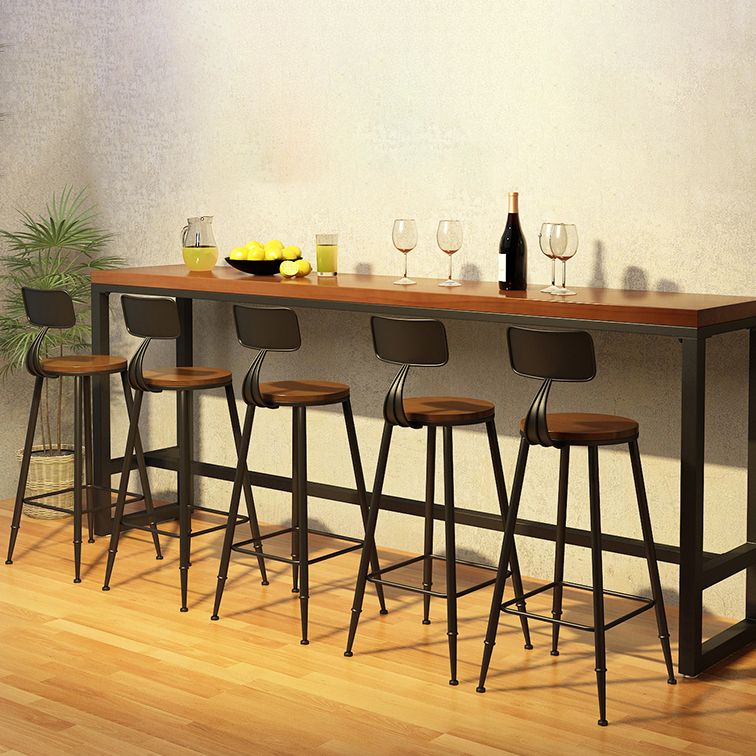 Solid Wood Pub Height Table Trestle Industrial Pub/Bar Dining Table