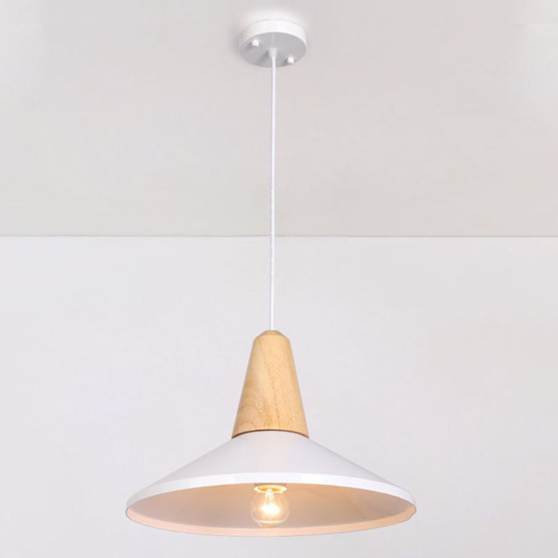 Houten kegel hanglamp in moderne beknopte stijl gelakte ijzeren macaron hangende lamp