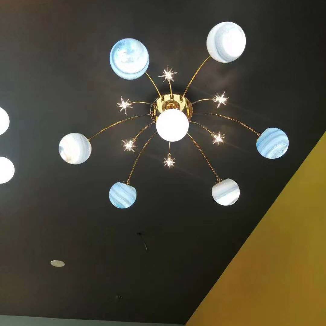 Gold Spherical Semi Flush Mount Lighting Nordic Style Glass Semi Flush Light for Bedroom