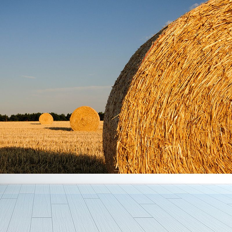 Farmland Haystack Mural Wallpaper Contemporary Non-Woven Fabric Wall Decor for Home