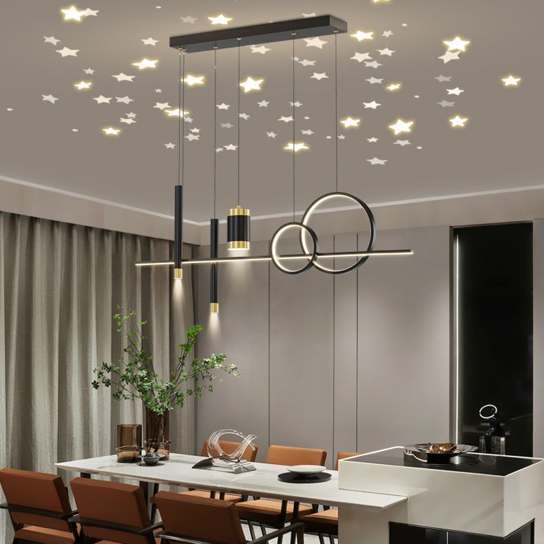 6/7-Light Contemporary Black Kitchen Island Lighting LED Ceiling Light for Bedroom