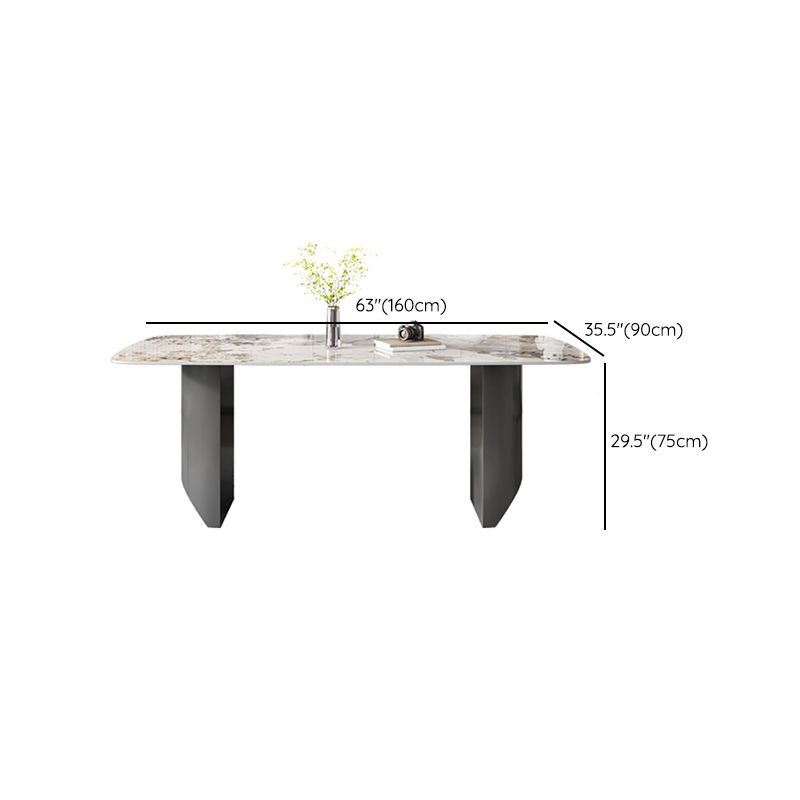 Modern Rectangle Dining Table Stone Top Dinner Table for Dining Room