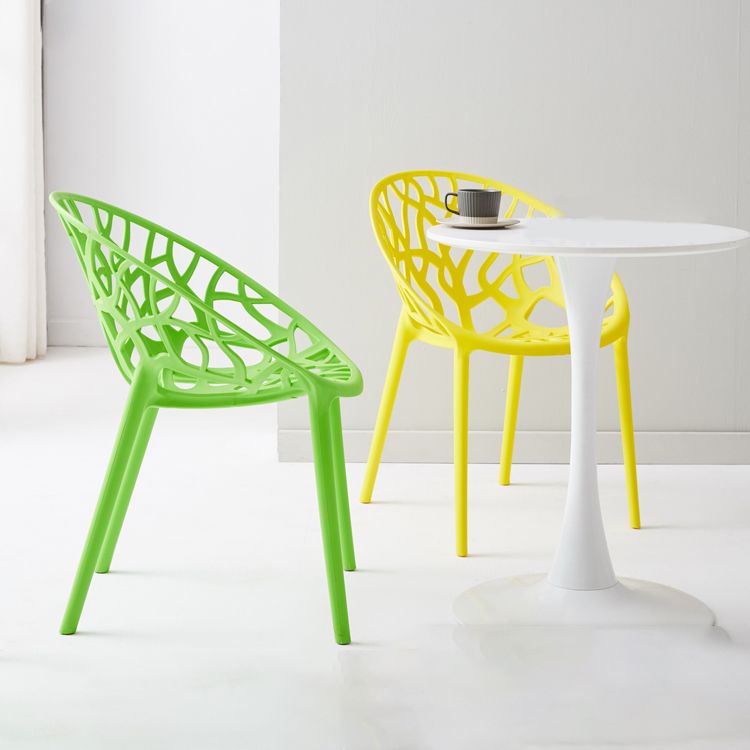 Scandinavian Plastic Dining Chair Cross Back Side Chair with 4 Legs for Home Use