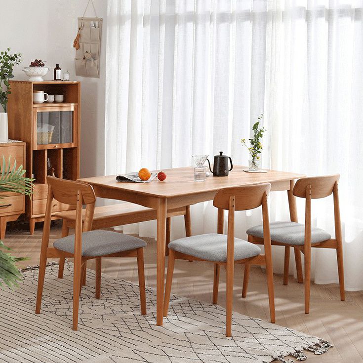 Mesa de comedor rectangular de madera de cerezo Mesa de madera moderna en la naturaleza con 4 patas