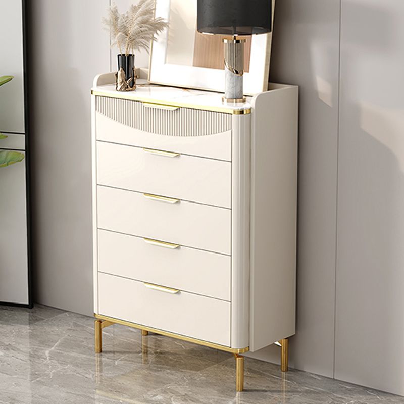 Glam Wooden Storage Chest Bedroom Chest in White with Drawers
