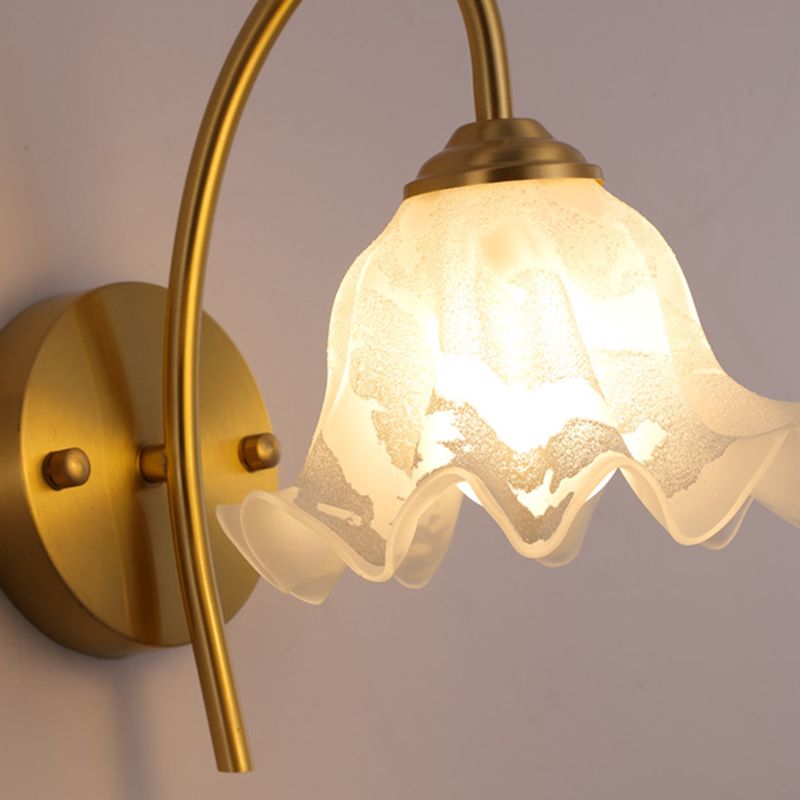 Post Modern Barn Light Brass & Glass 1 - Light Wall Sconce in Gold & White
