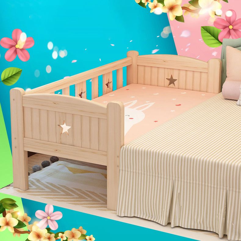 Washed Natural Solid Wood Nursery Bed Contemporary with Guardrail