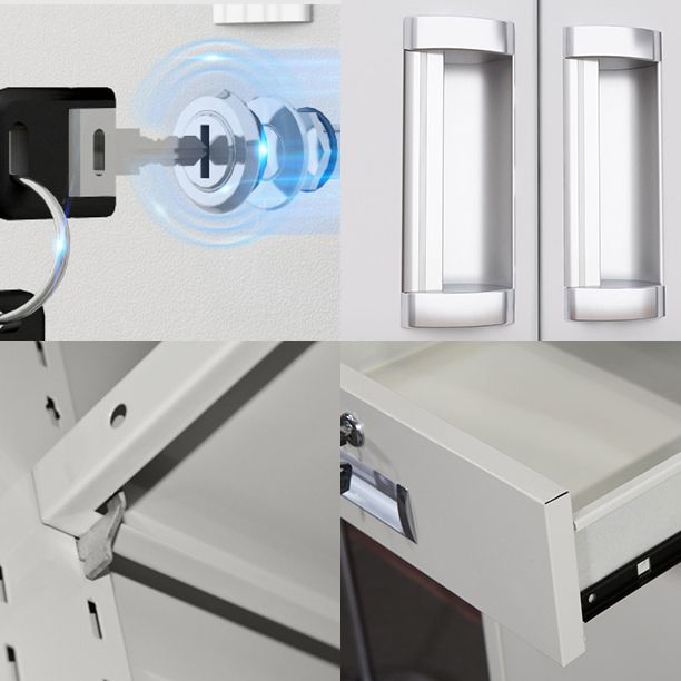 White Metal Cabinet for Bathroom Contemporary Storage Cabinet with Hinged Door