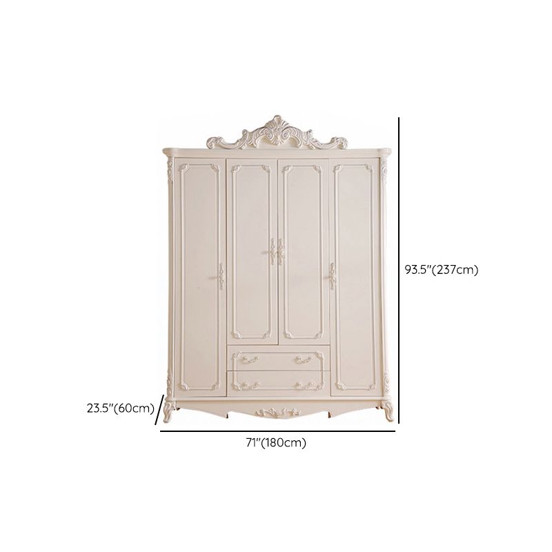 Modern Style White Wardrobe Cabinet Wood Clothes Rail Wardrobe Armoire