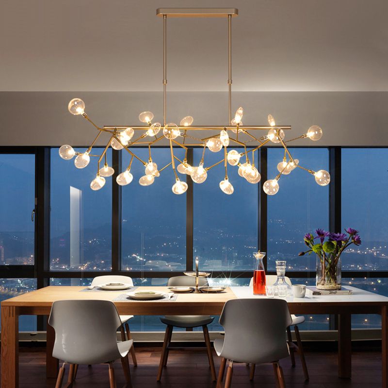 Firewcord Shape Island Lights Modern Style Acrylic Metal Chandelier Lights For Dining Room