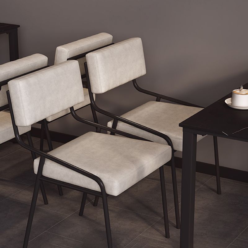 Industrial Style Side Chair Upholstered Open Back Dining Chair with Metal Leg