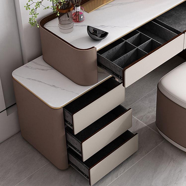 Contemporary 30.7" Height Slate Top Table Makeup Vanity with Drawers