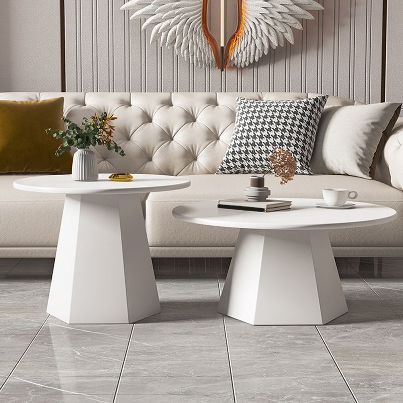 Round Metal Coffee Table Set Pedestal Simple Cocktail Table for Living Room