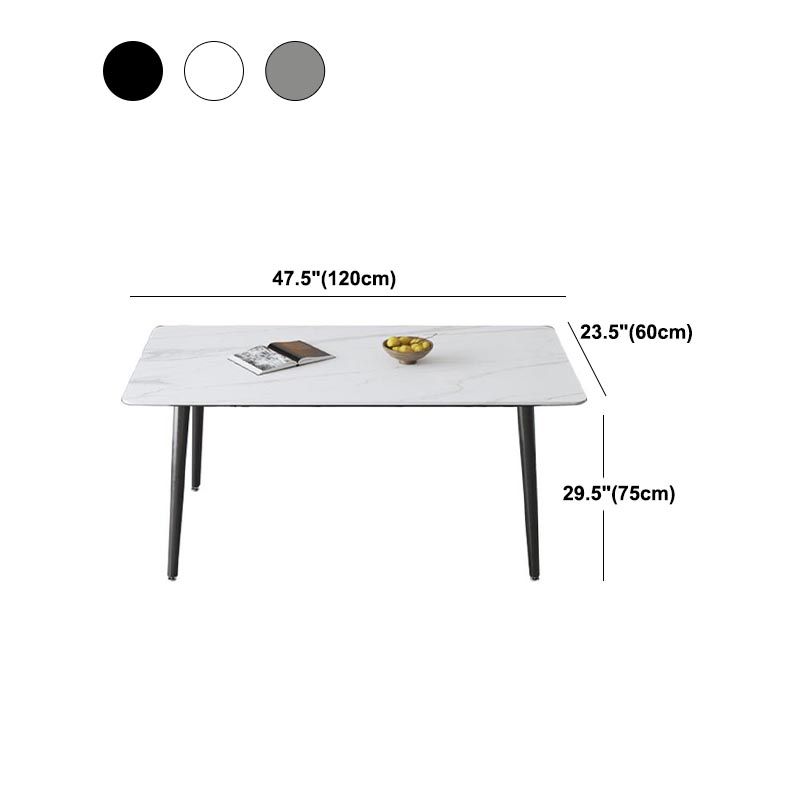 Industrial Stone Dining Table Rectangle Dining Table with 4 Legs