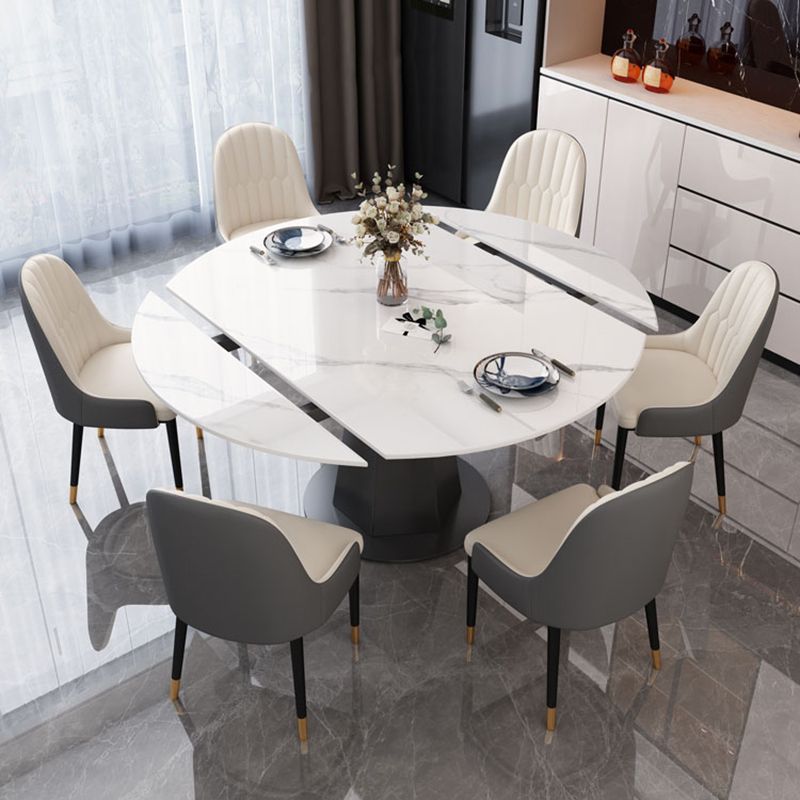 Modern Sintered Stone Dining Table Drop-Leaf Dinner Table for Dining Room