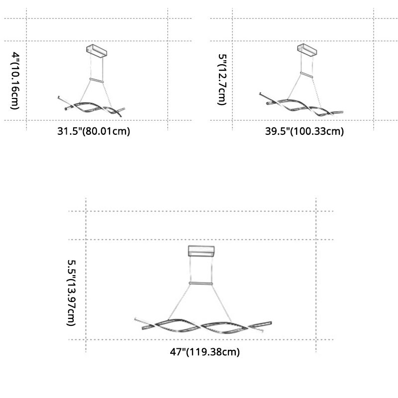 Metal Shaded Island Chandelier Light Minimalist Style LED Gold Pendant Lighting Fixture