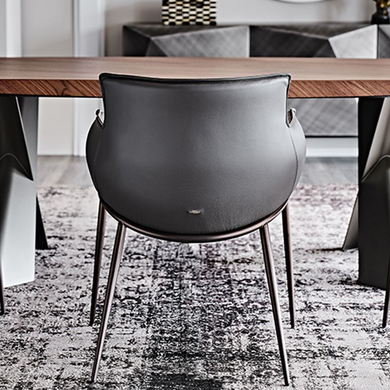 Industrial Arm Chair Metal Solid Back Dining Room Chair for Kitchen