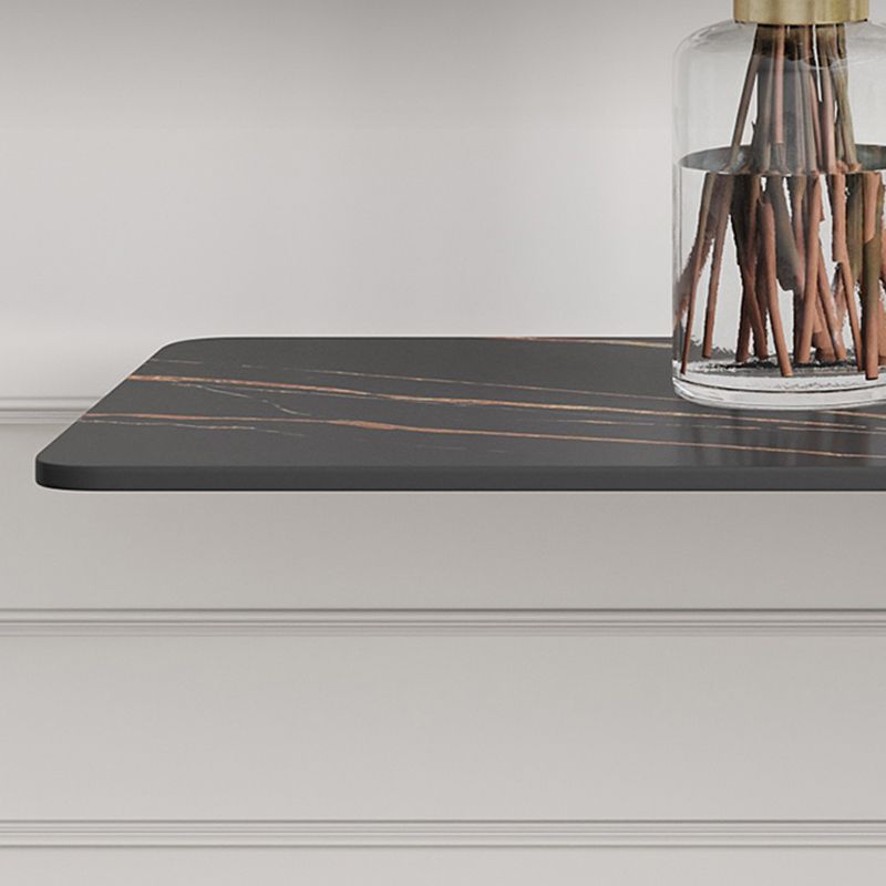 Modern Rectangular Console Table Stone Console Sofa Table in Gold and Black